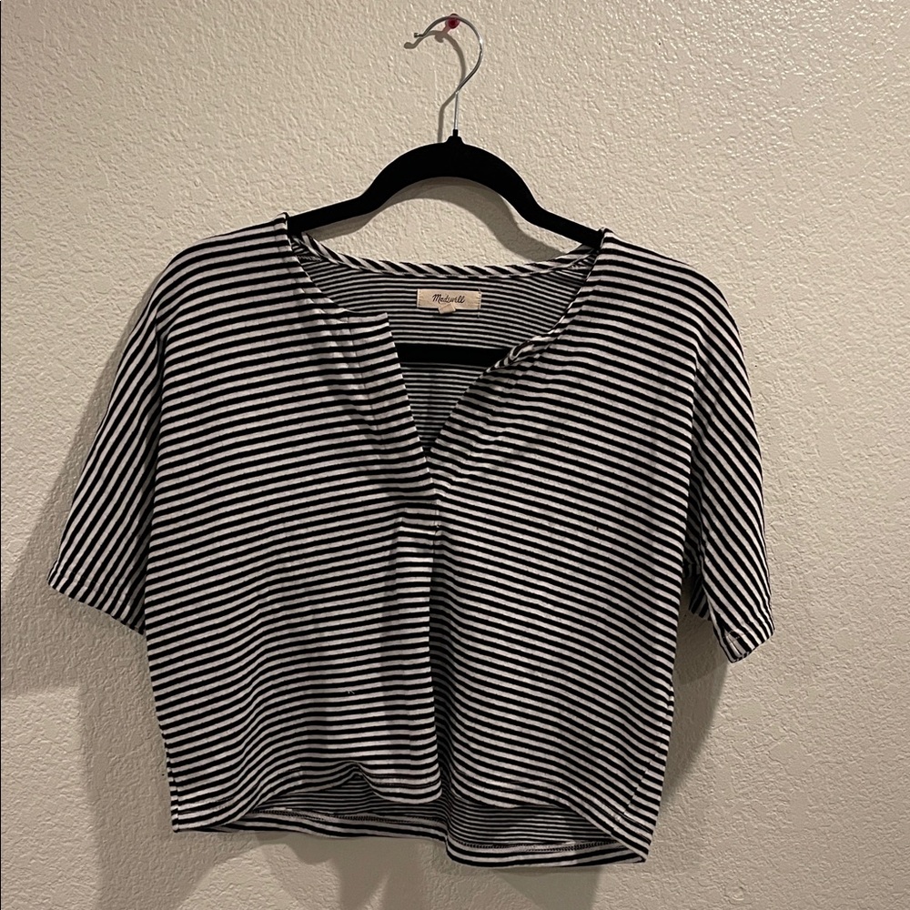 Madewell Black and White Striped Button Down Shirt